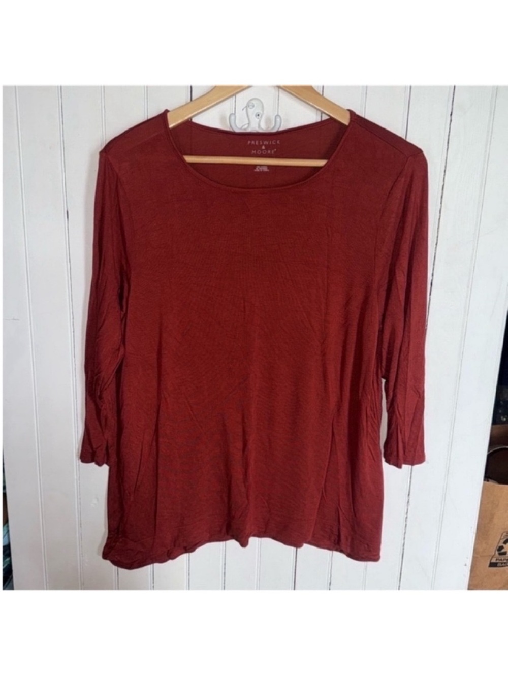 Preswick & Moore 3/4 Length Sleeve Top Burnt Orange Size L